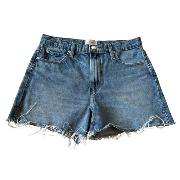 FRAME The Vintage Relaxed Short High Rise Frayed Hem Libra Wash Women's Size 27 - Picture 1 of 8